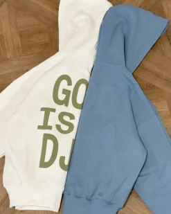 Sudadera Con Cremallera God is a DJ Blanco Crema